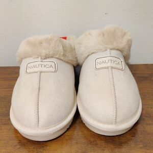 Nautica Beige Plush Slippers